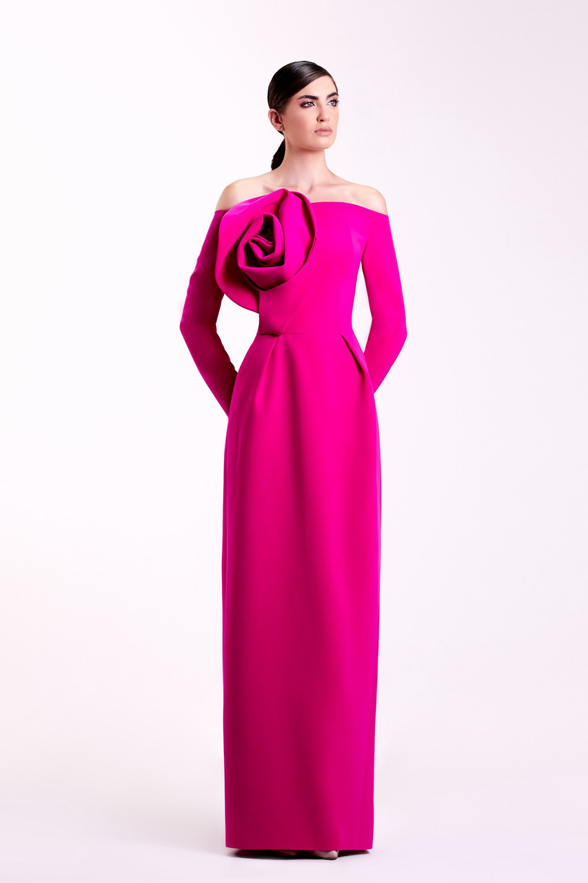 Edward Arsouni Off The Shoulder Fuchsia ...